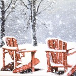 Chairs in the Snow, Winter Painting